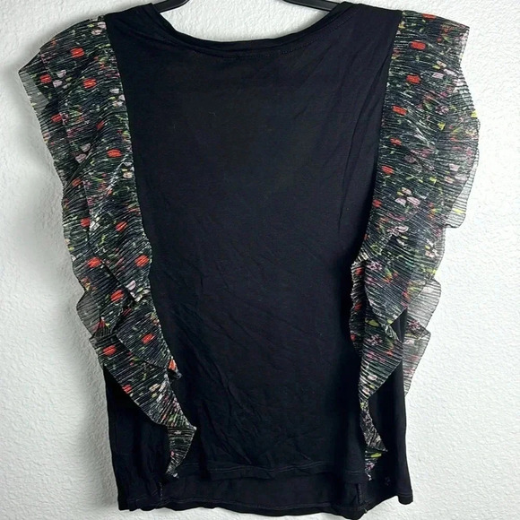 ☀️Vanessa Virginia Flutter Sleeve Black T-Shirt - Picture 4 of 5